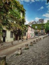 PARIS, FRANCE - MAY 20, 2022: Dalida square and amazing street in Montmartre