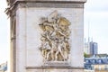 Paris, France - May 1, 2017: Detail of low relief art on the Arc