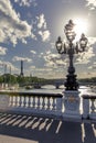 Famous street lantern on the Alexandre III Bridge in Paris Royalty Free Stock Photo