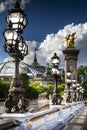 Famous street lantern on the Alexandre III Bridge in Paris Royalty Free Stock Photo