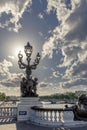 Famous street lantern on the Alexandre III Bridge in Paris Royalty Free Stock Photo