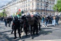 French riot police ( Brav ) during a protest against the retirement reform, Paris, France