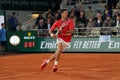 Grand Slam champion Novak Djokovic of Serbia in action during his quater-final match against Rafael Nadal of Spain