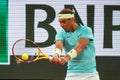 Grand Slam champion Rafael Nadal of Spain in action during his 2024 Roland Garros first round match against Alexander Zverev