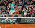 Grand Slam champion Rafael Nadal of Spain in action during his 2024 Roland Garros first round match against Alexander Zverev