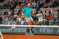 Grand Slam champion Rafael Nadal of Spain in action during his 2024 Roland Garros first round match against Alexander Zverev