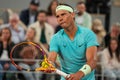 Grand Slam champion Rafael Nadal of Spain in action during his 2024 Roland Garros first round match against Alexander Zverev