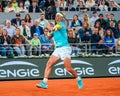 Grand Slam champion Rafael Nadal of Spain in action during his 2024 Roland Garros first round match against Alexander Zverev