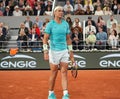 Grand Slam champion Rafael Nadal of Spain in action during his 2024 Roland Garros first round match against Alexander Zverev