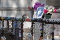 PARIS, FRANCE - MAY 2, 2016: Jim Morrison grave in Pere-Lachaise cemetery