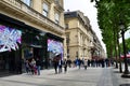 Paris, France - May 14, 2015: Local and tourists on the Avenue des Champs-elysees Royalty Free Stock Photo