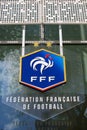 Logo of office of the french football federation located on boulevard Grenelle in 15th district of Paris.