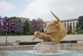 The modern fountain of the Trocadero. Sculpture