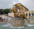 The modern fountain of the Trocadero. The sculpture