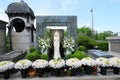PARIS, FRANCE - MAY 09, 2021: Montmartre Cemetery in Paris, Dalida famous French singer and actress grave, monument with beautiful