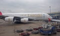 Paris Charles de Gaulle Airport.The plane prepares for takeoff Royalty Free Stock Photo