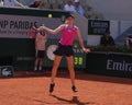 Elena Rybakina of Kazakhstan in action during first round match against Brenda Fruhvirtova of Czech Republic at 2023 Roland Garros