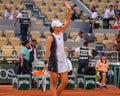 Iga Swiatek of Poland celebrates victory after women singles first round match against Cristina Bucsa at 2023 Roland Garros