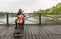 Street musician in Paris, France Royalty Free Stock Photo