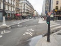 Paris, France - May 8th 2023: New cycling route along Rue La Fayette