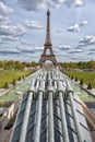PARIS, FRANCE - MAY 2, 2016: Tour Eiffel town symbol on sunny da Royalty Free Stock Photo