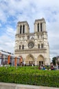 Paris, France - May 14, 2015: Tourists visiting the Cathedral of Notre Dame in Paris Royalty Free Stock Photo