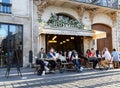 The cafe Les Chimeres situated in a busy corner of the place de Saint Paul in Paris , France. Royalty Free Stock Photo