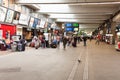 Paris, France - may 27, 2018: Travellers on the Montparnass railway station waiting on a train in departure hall and looking on a Royalty Free Stock Photo