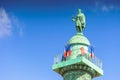 Paris, France - May 2, 2017: Vendome column with statue of Napoleon Bonaparte with blue sky background on May 2, 2017, in Royalty Free Stock Photo