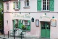 Paris, France, 11.22.2018 Montmartre, CafÃÂ© La Maison Rose. A cute little outdoor cafe on Montmartre with pink walls.
