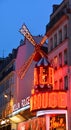 The Moulin Rouge night lights in Paris, Royalty Free Stock Photo