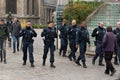 French riot policemen protecting Paris from violent attacks of yellow vests Gilets jaunes protesters