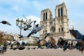 Paris, France, Notre Dame Cathedral, October 26, 2017 Front view of the Cathedral .