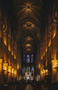 Paris, France - Nov 29, 2013: Interior view of Notre-Dame Cathedral, one of finest examples of French Gothic architecture in Paris Royalty Free Stock Photo