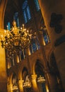 Paris, France - Nov 29, 2013: Interior view of Notre-Dame Cathedral, one of finest examples of French Gothic architecture in Paris Royalty Free Stock Photo