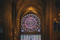 Paris, France - Nov 29, 2013: Interior view of Notre-Dame Cathedral, one of finest examples of French Gothic architecture in Paris Royalty Free Stock Photo