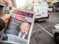 Newspaper Joe Biden`s US presidential election victory against Donald Trump