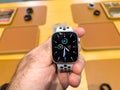 POV male hand people holding new latest Apple Watch Series 7