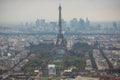 Paris, France - November, 2017. Areal view of Paris with Eiffel tower in the distance Royalty Free Stock Photo