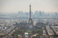 Paris, France - November, 2017. Areal view of Paris with Eiffel tower in the distance Royalty Free Stock Photo