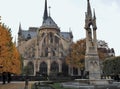 Paris - Notre Dame Cathedral by Square Jean XXIII Royalty Free Stock Photo