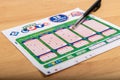 Closeup of french grid of lotto from the society FDJ La francaise des jeux