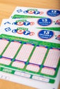 Closeup of french grids of lotto from the society FDJ La francaise des jeux