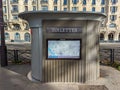 Exterior view of a JCDecaux sanisette in Paris, France Royalty Free Stock Photo