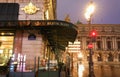 The famous cafe de la Paix located near opera house -Garnier palace in Paris, France. It had been inaugurated on May 5th Royalty Free Stock Photo