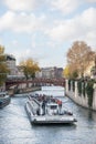 PARIS FRANCE - NOVEMBER 25, 2012: Seine river and Sightseeing Boat in Paris, France.