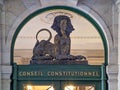 Sign at the entrance to the France Constitutional Council, Paris, France