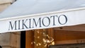 Store sign of the Mikimoto boutique located Place VendÃ´me in Paris, France
