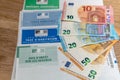 Paris, France - November 18, 2016 : The various French taxes return and banknotes in euros