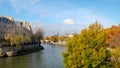 View Seine River Flows Through Central Of Paris City In Autumn, France.